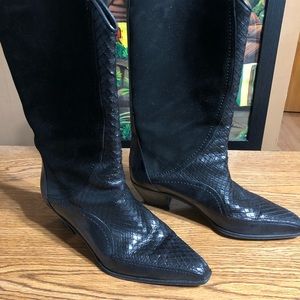 Via Siga Black Leather Calf High Boots